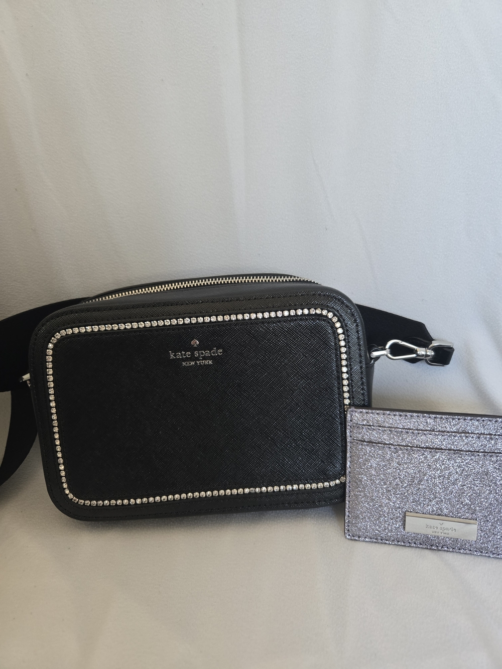 kate spade Black Rhinestone-Trim Crossbody Camera Bag